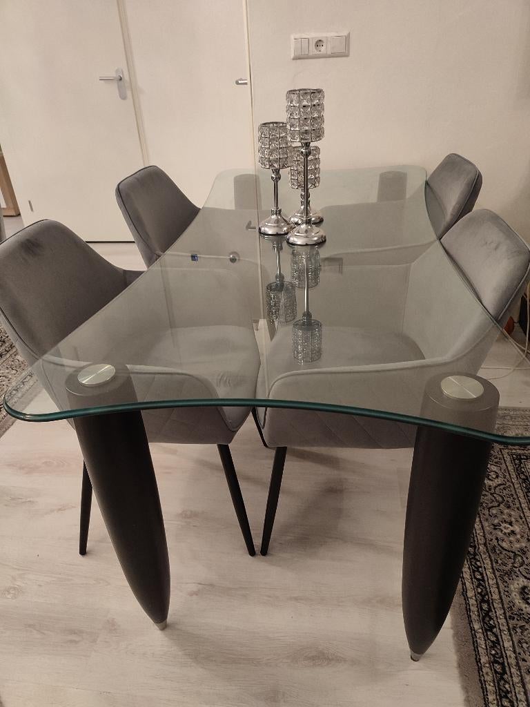 Eettafel, Huis en Inrichting, Tafels | Eettafels, Ophalen, 50 tot 100 cm, Glas, Nieuw