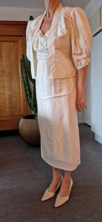 Vintage trouwjurk met jasje en gratis schoenen (39), Creation jolie, Ophalen of Verzenden, Zo goed als nieuw, Wit
