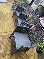 4 tuin stoelen wicker bruin antraciet, Wicker, Ophalen of Verzenden, Zo goed als nieuw