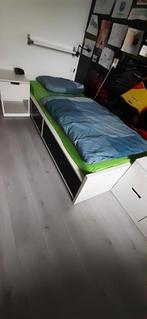 1 persoonsbed met 2 grote lades, Huis en Inrichting, Slaapkamer | Bedden, 90 cm, Gebruikt, Eenpersoons, Wit
