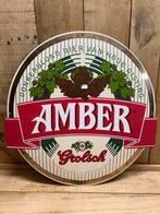 Emaille bord groot met bolling. AMBER GROLSCH goede staat!, Verzamelen, Biermerken, Ophalen of Verzenden, Zo goed als nieuw, Reclamebord, Plaat of Schild