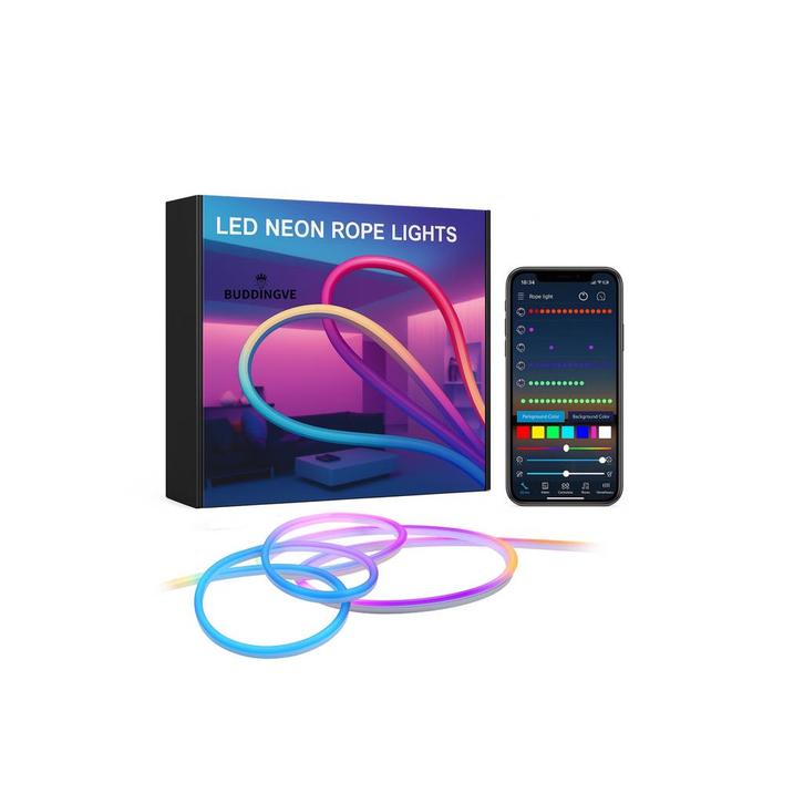 RGB+ LED Neon Rope Light | Waterdicht IP67 | App Bediening, Huis en Inrichting, Lampen | Hanglampen, Nieuw, 75 cm of meer, Kunststof