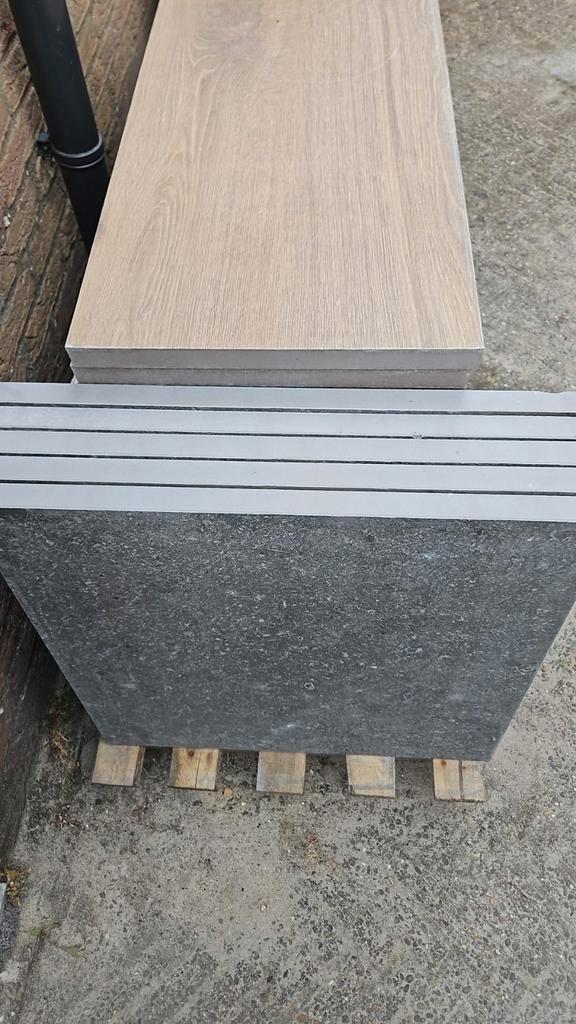 Keramische terrastegels gemêleerd antraciet/grijs 60x60cm, Doe-het-zelf en Verbouw, Tegels, Nieuw, Vloertegels, Keramiek, 60 cm of meer