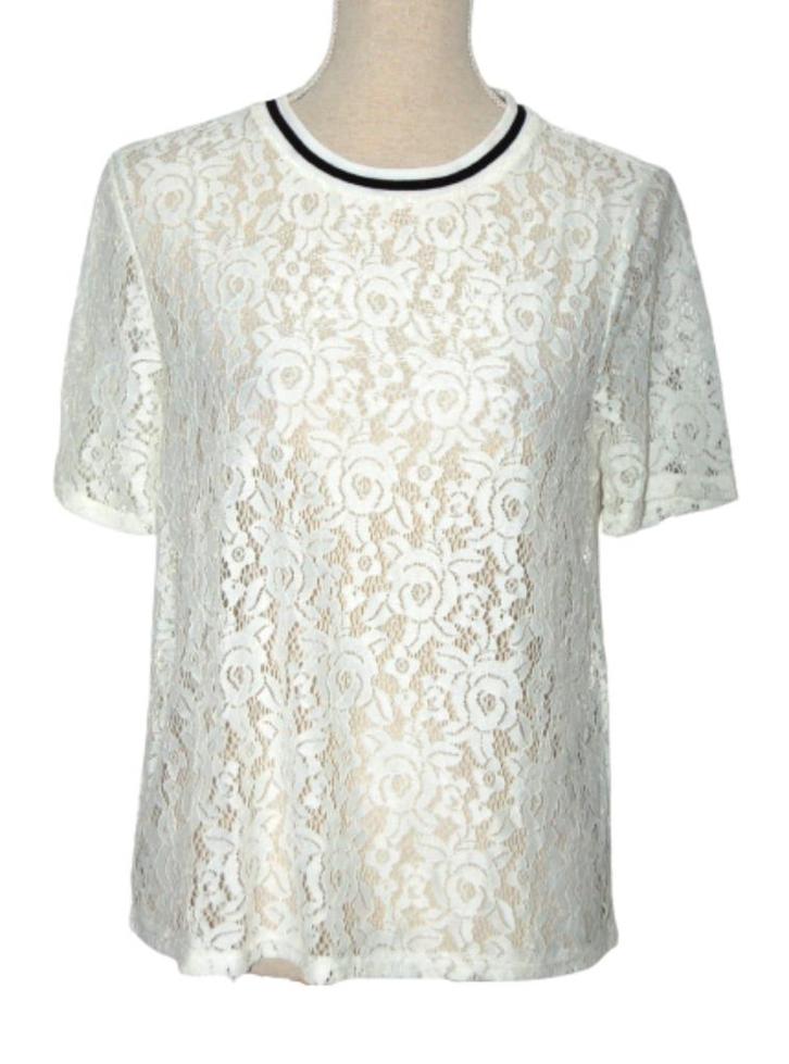 Only kant topje, top, wit, Mt. M, Kleding | Dames, Tops, Zo goed als nieuw, Maat 38/40 (M), Wit, Korte mouw, Verzenden