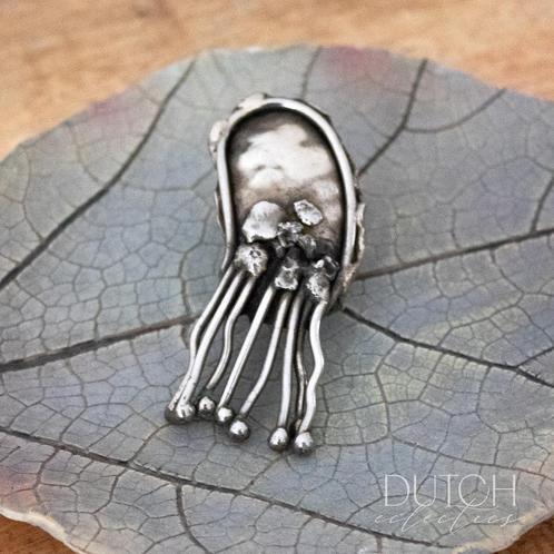 Vintage Brutalistische Metalen Broche, Abstracte Octopus, Sieraden, Tassen en Uiterlijk, Broches, Zo goed als nieuw, Overige materialen