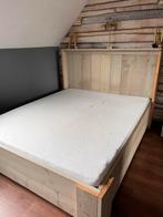 Steigerhouten tweepersoonsbed , 160 x 200, met matras, Huis en Inrichting, Slaapkamer | Bedden, 160 cm, Gebruikt, Ophalen of Verzenden
