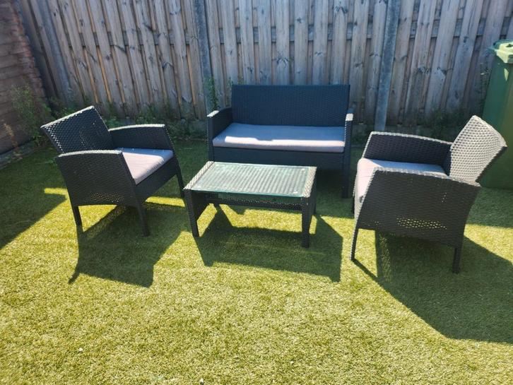 Tuinset - 4 Zitplaatsen, Tuin en Terras, Tuinsets en Loungesets, Zo goed als nieuw, Tuinset, 4 zitplaatsen, Bank, Eettafel, Stoel