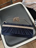 Donkerblauwe clutch met strass, Ophalen of Verzenden, Zo goed als nieuw, Blauw, Avondtasje