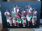 Olieverf op canvas trommels van BURUNDI, Antiek en Kunst, Kunst | Schilderijen | Modern, Ophalen of Verzenden