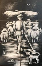 Mettlach tegeltjes schaapsherder 6 tegeltjes, Antiek en Kunst, Ophalen of Verzenden