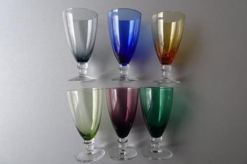 6 sherryglazen - Carnaval glas- Kristalunie 1956, Antiek en Kunst, Antiek | Glas en Kristal, Ophalen of Verzenden