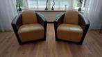 2 stuks '80s lederen retro lounge fauteuils van Calia Italia, Ophalen, Vintage, Zo goed als nieuw, 75 tot 100 cm