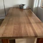 GROTE SOLIDE ZWARE LANGE HOUTEN EETTAFEL- 220x100x75 cm, Gebruikt, 100 tot 150 cm, Langwerpig, Ophalen of Verzenden