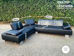 GRATIS LEVERING HEEL NL Montel Zwarte Echt Leer Hoekbank, 250 tot 300 cm, Hoekbank, Leer, Ophalen of Verzenden