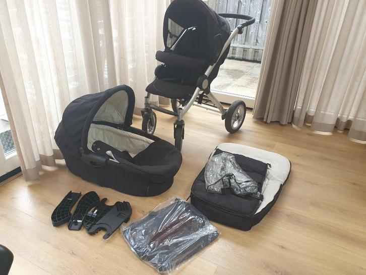 Kinderwagen Mutsy Trans Range, combiset met reiswieg, Zwart, Kinderen en Baby's, Kinderwagens en Combinaties, Gebruikt, Combiwagen