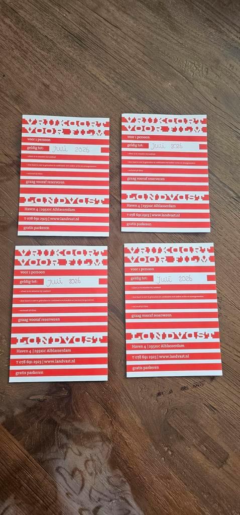 4 x bios kaartjes Landvast( Alblasserdam), Tickets en Kaartjes, Filmkaartjes, Twee personen, Vrijkaartje specifieke film