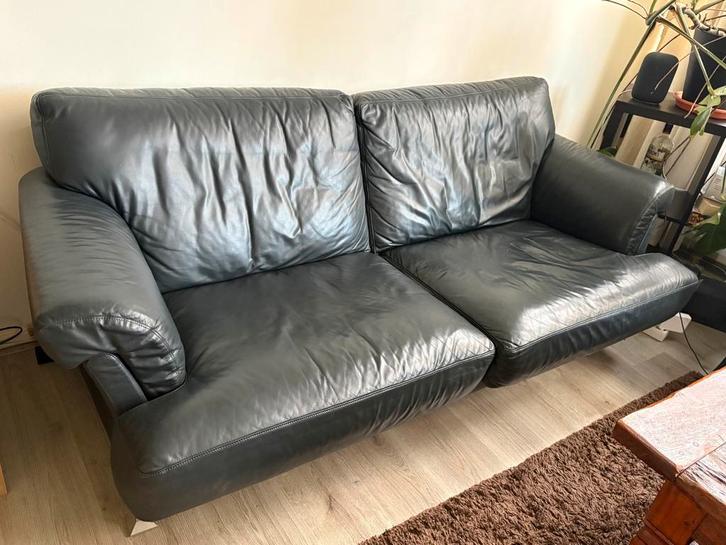 Lederen Tweezitsbank, Huis en Inrichting, Banken | Bankstellen, Ophalen