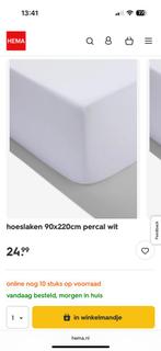 2 hoeslakens 90x220, Huis en Inrichting, Slaapkamer | Beddengoed, Eenpersoons, Nieuw, Ophalen of Verzenden, Wit