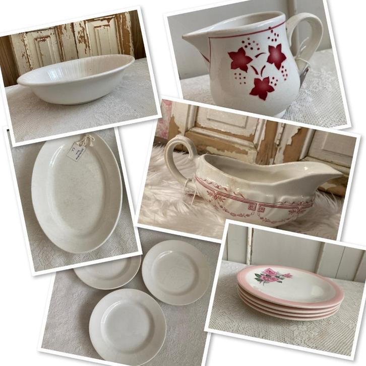 Boch / Brocante juskom dessertbordjes - schaal met relief, Antiek en Kunst, Curiosa en Brocante, Ophalen of Verzenden