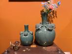 2 prachtige nieuwe groene vazen met schildpad, Huis en Inrichting, Aardewerk of Porselein, Nieuw, Ophalen of Verzenden, Minder dan 50 cm