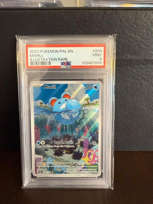 PSA 9! Marill uit Paldea Evolved PAL204, Hobby en Vrije tijd, Verzamelkaartspellen | Pokémon, Zo goed als nieuw, Losse kaart, Foil