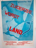 Originele Poster zuiderzee wordt land Flevoland Markerwaard, Verzenden, A1 t/m A3, Reclame, Rechthoekig Staand