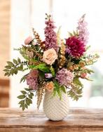 Zijden boeket opgemaakt in crème kleurige ananas vaas, Ophalen, Binnen, Nieuw, Fransidzesflowercreations