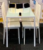 ZGAN compacte tafel met vier stoelen (glas/kunstleer), Ophalen