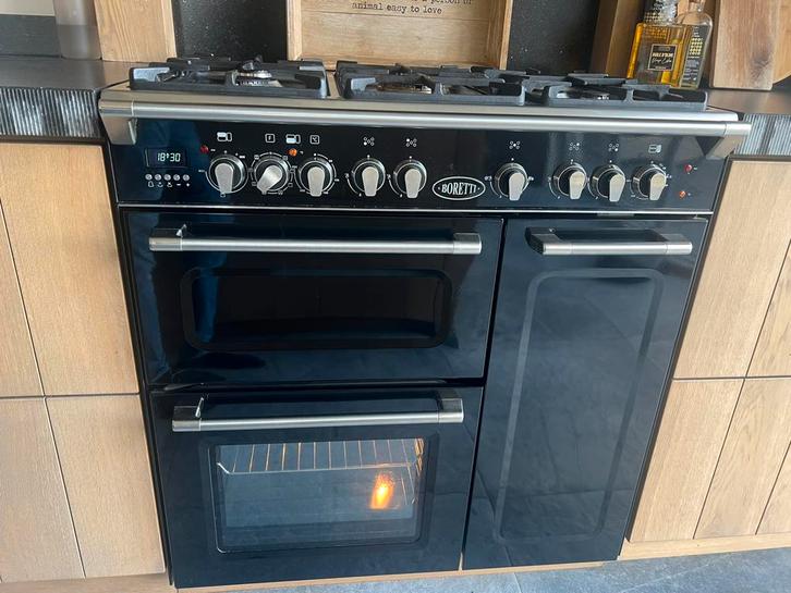 5 Pits gasfornuis met gril, oven en bordenwarmer, Witgoed en Apparatuur, Fornuizen, Zo goed als nieuw, Vrijstaand, Gas, 5 kookzones of meer