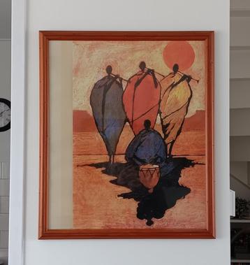 Grote wanddecoratie – warme Afrika-stijl met zonsondergang beschikbaar voor biedingen