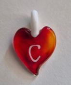 Glazen hartje met de letter C, Nieuw, Hart, Rood, Glas of Kristal