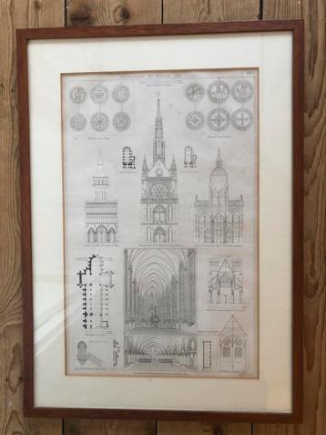 Vintage tekening verschillende kerken beschikbaar voor biedingen