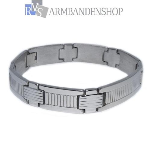 Rvs heren schakel armband 20.8 cm mannen sieraad., Sieraden, Tassen en Uiterlijk, Armbanden, Nieuw, Staal, Zilver, Verzenden