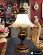 Groot brocante olielamp / tafellamp antiek, Ophalen of Verzenden, Gebruikt, Hout, Minder dan 50 cm