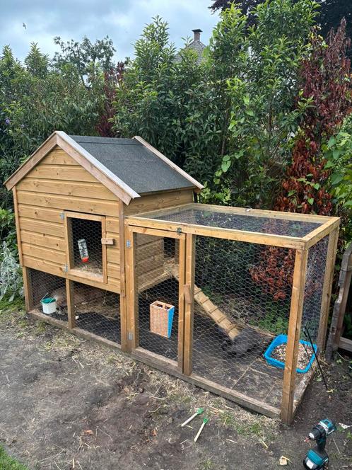 Konijnenhok te koop! Met konijnen en etc, Dieren en Toebehoren, Knaagdieren en Konijnen | Hokken en Kooien, Zo goed als nieuw