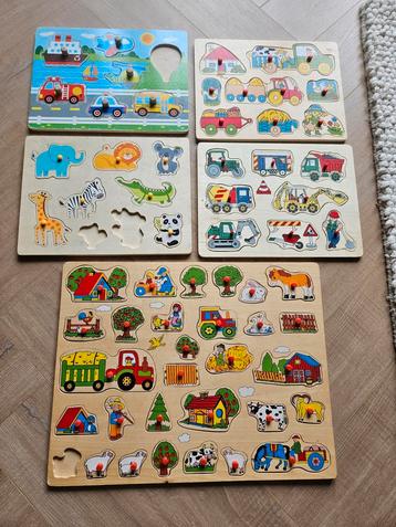 Houten Puzzels - 5 Stuks (Deels Incompleet) beschikbaar voor biedingen
