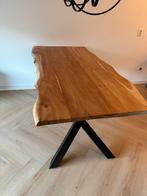 Boomstam Tafel met stalen poten 180x90 zo goed als nieuw, Huis en Inrichting, Tafels | Eettafels, Ophalen, 50 tot 100 cm, Zo goed als nieuw