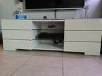 Tv meubel wit, Ophalen, 100 tot 150 cm, Glas, Zo goed als nieuw