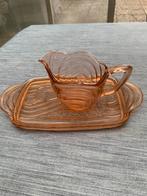 Art Deco rosaline persglas  serveerset, Antiek en Kunst, Antiek | Glas en Kristal, Ophalen of Verzenden