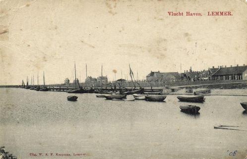 Vlucht Haven. - Lemmer. - boten - 1908 gelopen, Verzamelen, Ansichtkaarten | Nederland, Gelopen, Friesland, Voor 1920, Verzenden