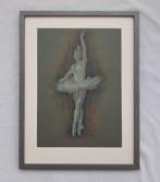 Origineel vintage schilderij. Potloden, pastels, papier., Antiek en Kunst, Kunst | Schilderijen | Klassiek, Ophalen of Verzenden