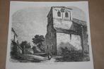 Antieke gravure - Toren St. Michaëlskerk Herten - Ca 1880 !!, Antiek en Kunst, Kunst | Etsen en Gravures, Ophalen of Verzenden