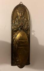 Koperen kledingborstel, met wandplaat, vintage, Ophalen of Verzenden, Koper