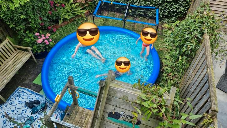 Intex opblaasbaar, rond zwembad + toebehoren. 3.7m diameter., Tuin en Terras, Zwembaden, Zo goed als nieuw, Minder dan 80 cm, 200 tot 400 cm