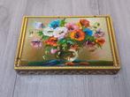 Vintage blikken doos met bloemen en boeket, Verzamelen, Blikken, Ophalen of Verzenden, Gebruikt, Overige