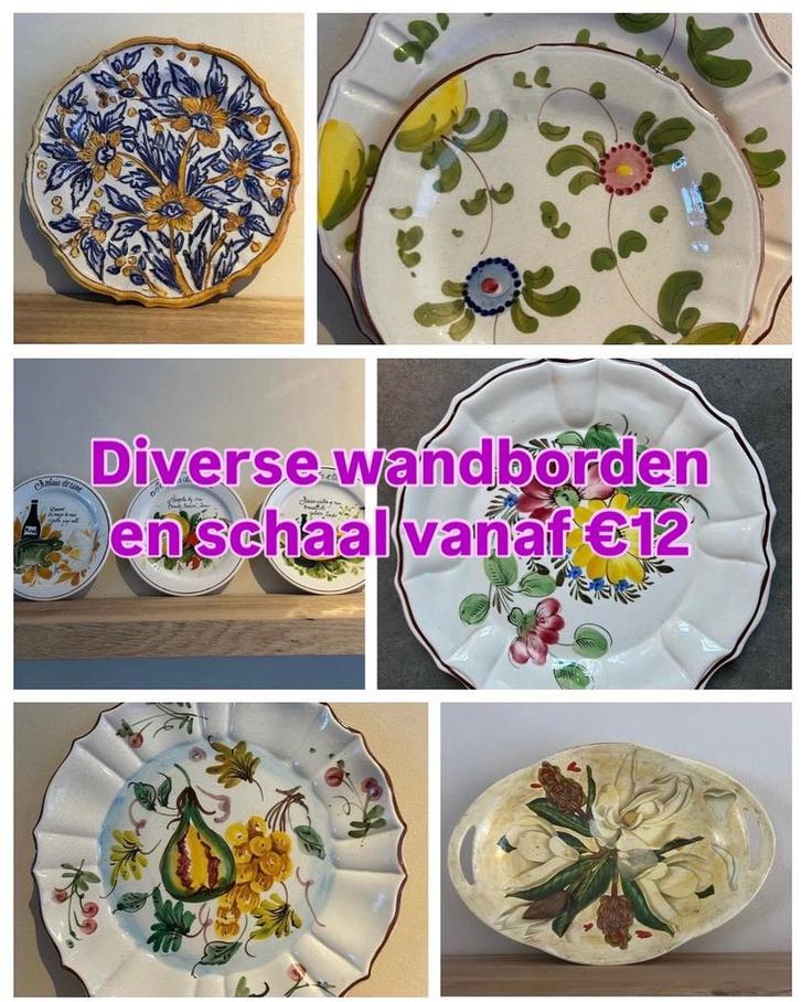 Authentieke vintage handbeschilderde borden/schaal, Huis en Inrichting, Woonaccessoires | Wanddecoraties, Gebruikt, Ophalen of Verzenden