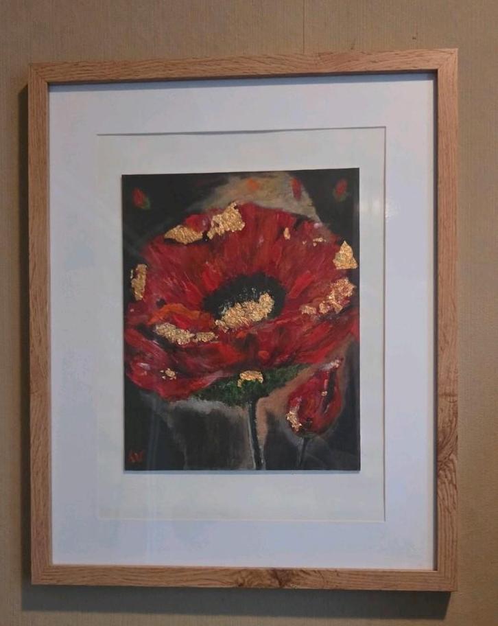 Klaproos abstract, Antiek en Kunst, Kunst | Litho's en Zeefdrukken, Ophalen of Verzenden