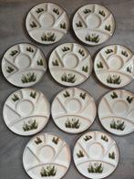Vintage vakborden met botanische print set van tien, Huis en Inrichting, Keuken | Servies, Gebruikt, Ophalen of Verzenden, Glas