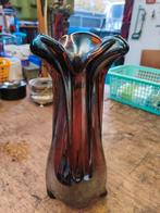 Italiaanse amberkleurige vaas van Murano met chroomeffect, Antiek en Kunst, Ophalen of Verzenden