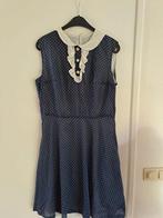 Vintage jurk polkadot mt 42, Kleding | Dames, Gedragen, Blauw, Maat 42/44 (L), Ophalen of Verzenden